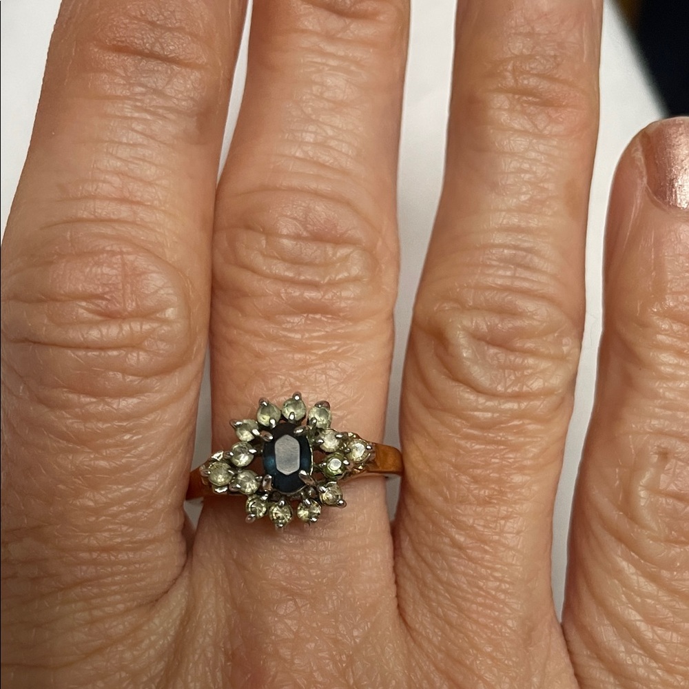 Vintage Butler gold diamond and sapphire Stone Ring- new